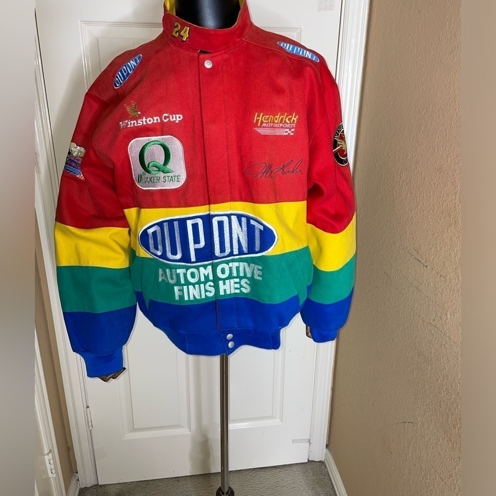 Vintage 90s Hamilton Nascar Jeff Gordon Racing Jacket Winston Cup Med Made USA - Picture 8 of 15